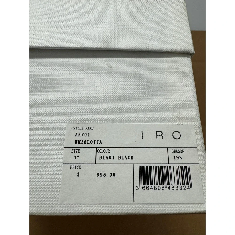 IRO Paris Lotta Over-the-Knee Open-Toe Heel Boot Sandals Black Womens Size 37 EU